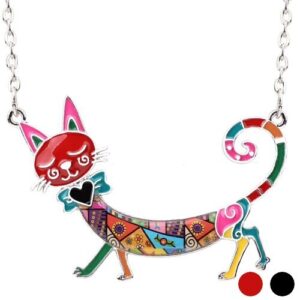 Collier chat multicolore émaillé