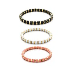 bracelet perles et anneaux dorés