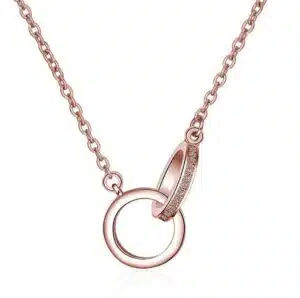 collier 2 anneaux or rose