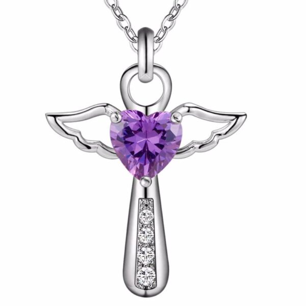 pendentif ange stylisé pierre violette
