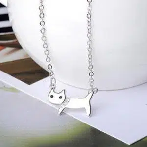 collier chat argent fille