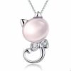 pendentif chat argent tête rose