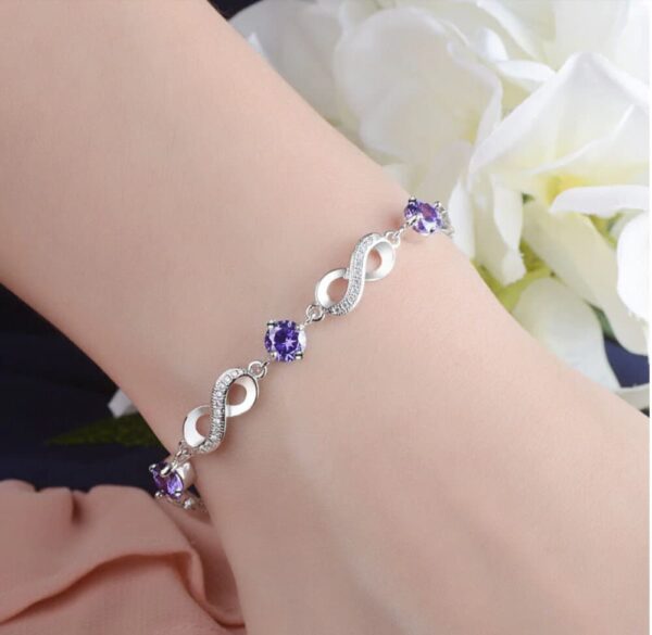 bracelet infini femme cristaux violets