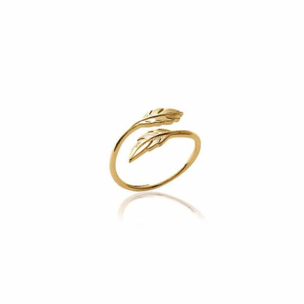 bague 2 feuilles plaqué or femme