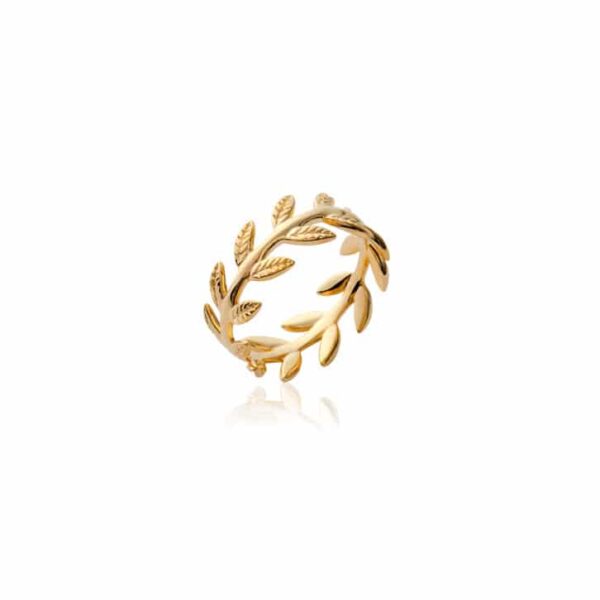 bague branche laurier plaqué or femme