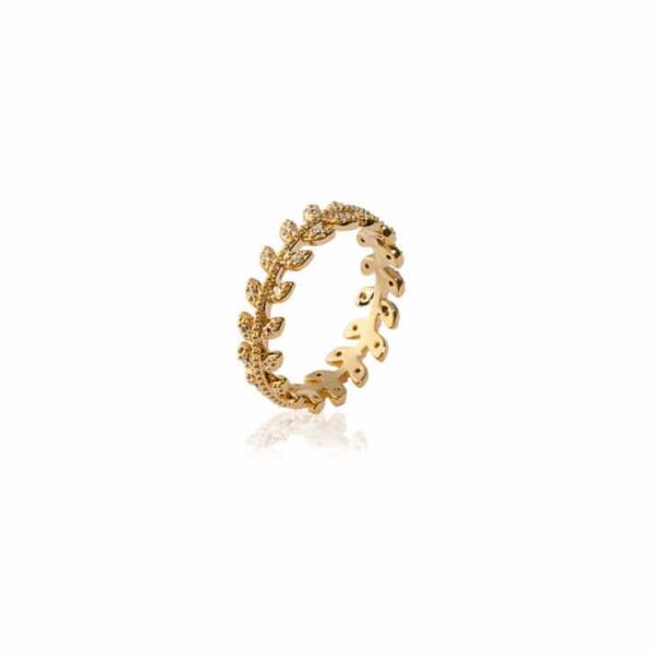 bague couronne laurier plaqué or femme