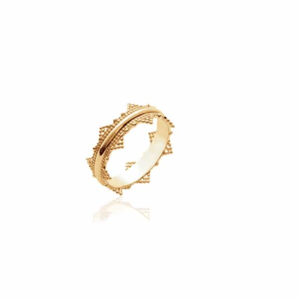 bague couronne perlée plaqué or femme