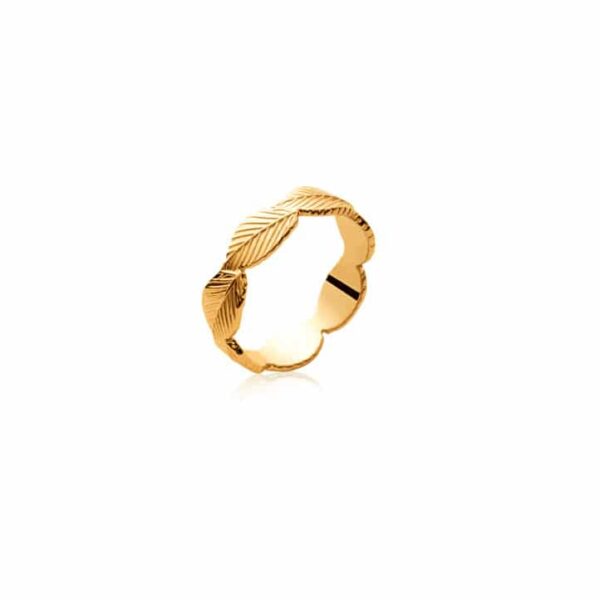 bague feuilles plaqué or femme