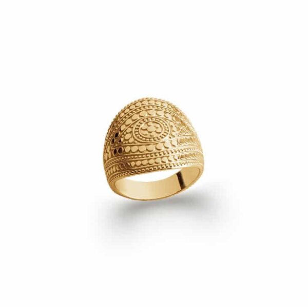 bague large bombée plaqué or femme