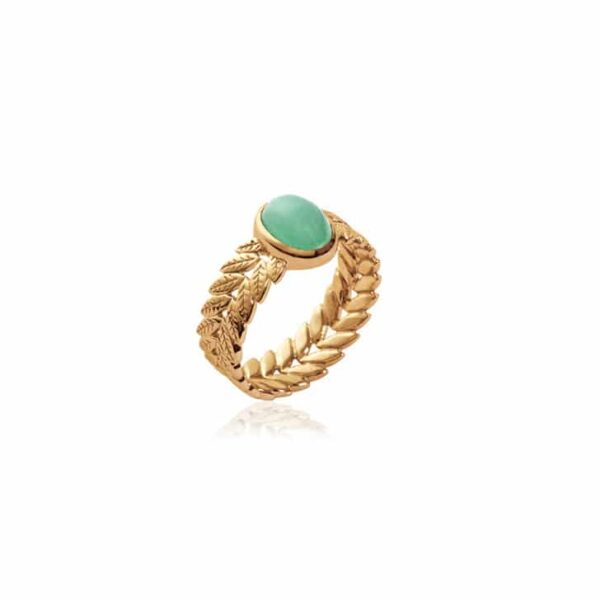 bague laurier aventurine plaqué or femme
