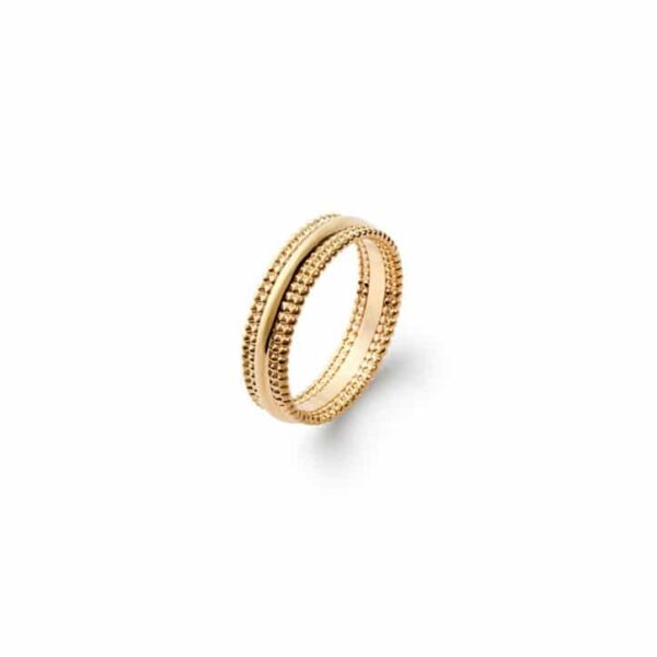 bague lisse et perlée plaqué or femme