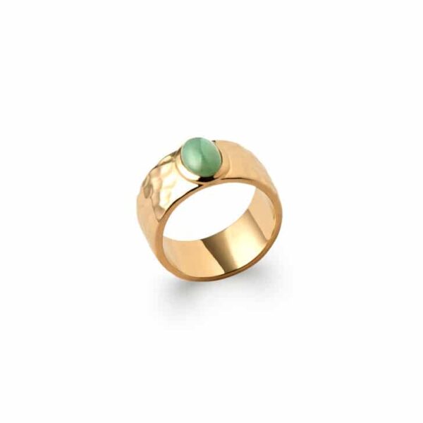 bague martelée aventurine plaqué or femme