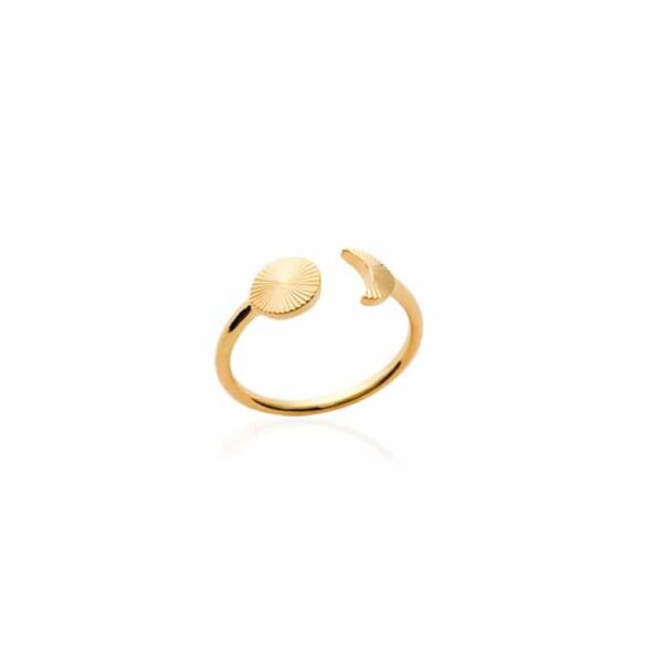 bague ouverte soleil et lune plaqué or femme
