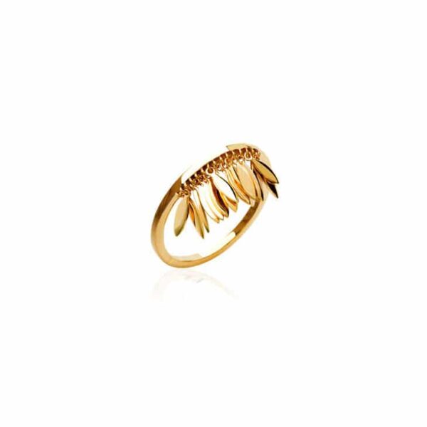 bague plumes plaqué or femme