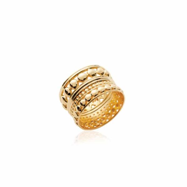 bague tube perlé plaqué or femme
