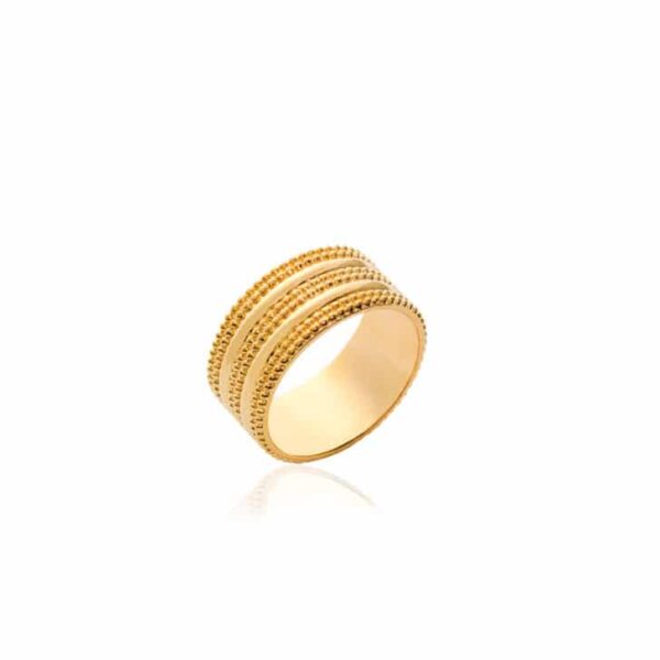 bague tube perlée plaqué or femme