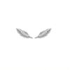 boucles d'oreilles plume sertie de zircons argent rhodié femme