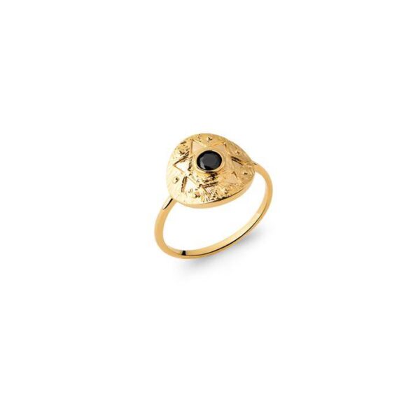 bague étoile onyx plaqué or femme