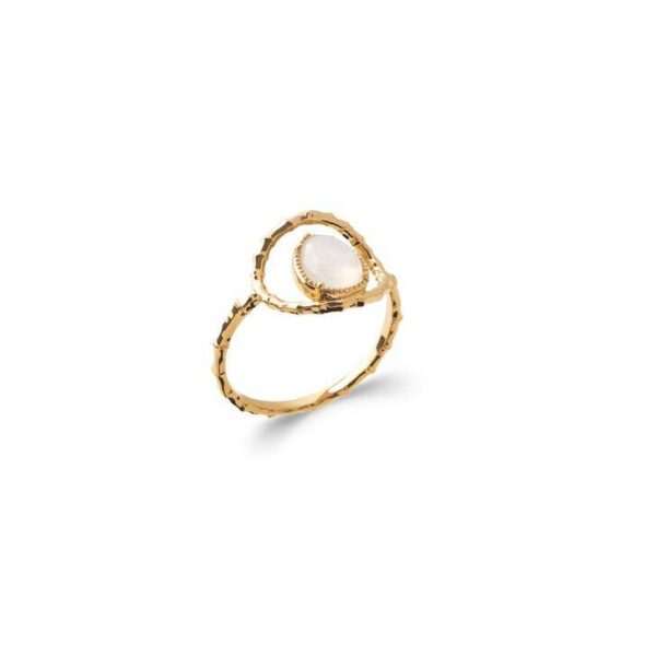 bague fine pierre de lune en forme de goutte plaqué or femme