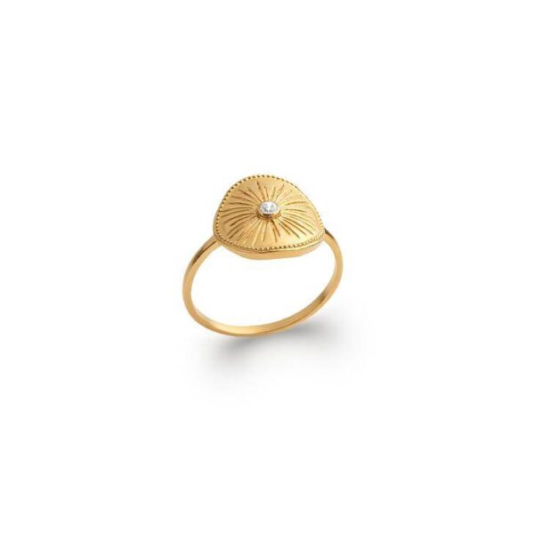 bague pastille soleil zircon plaqué or femme