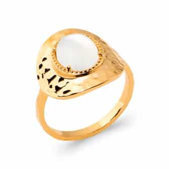 Bague Réglable Lune Et Pierre De Lune – Création Artisanale Unique – Atelier Lunaire