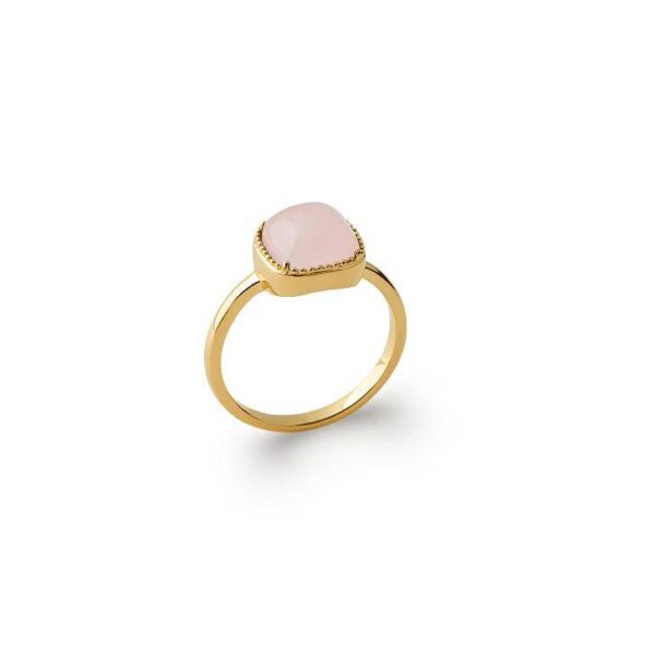 bague quartz rose carrée plaqué or femme