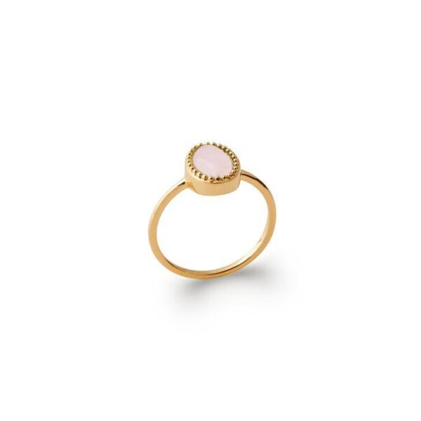 bague quartz rose ovale plaqué or femme