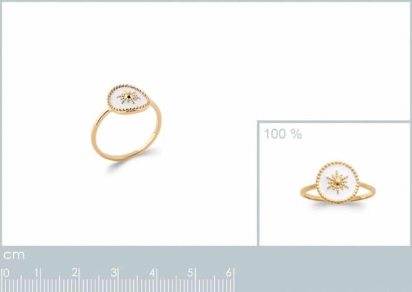 bague soleil sur émail plaqué or