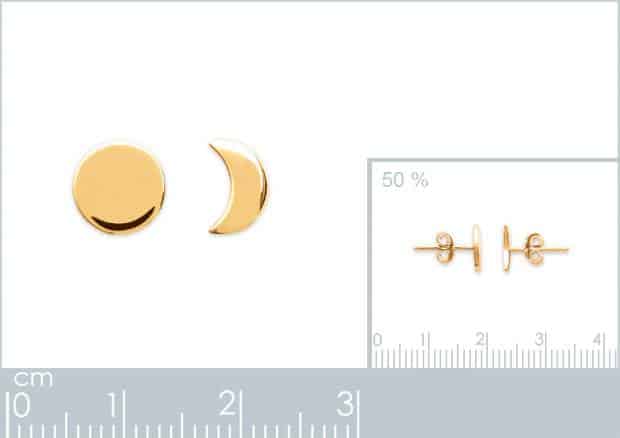 boucles d'oreilles clous soleil et lune plaqué or femme