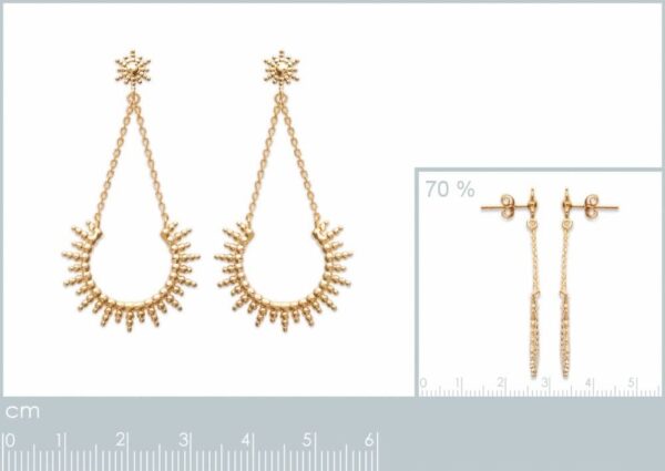 boucles d'oreilles petit et grand soleil plaqué or