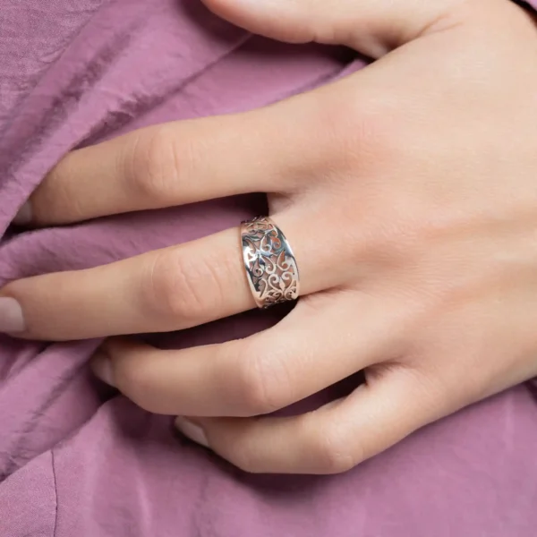 Bague celtique large arabesques argent