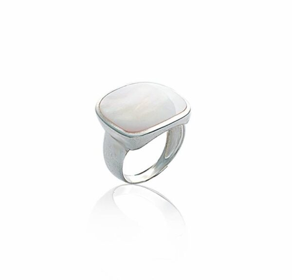 bague nacre carrée coins arrondis argent