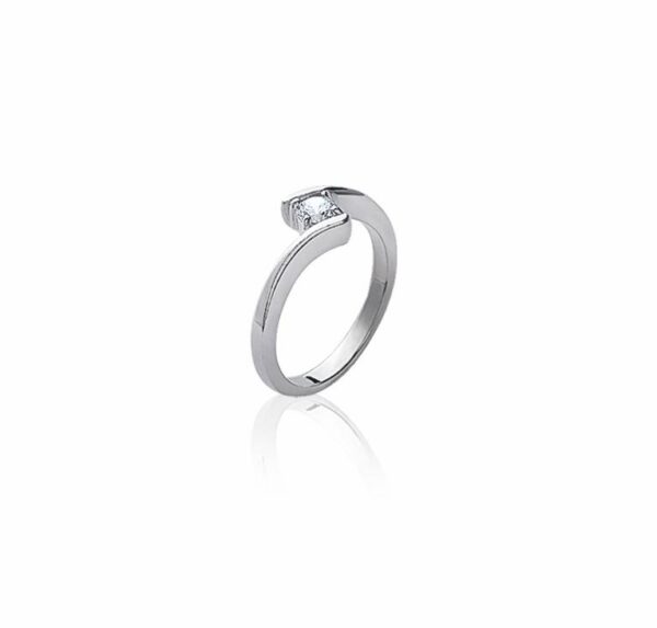 bague solitaire Nina zircon argent rhodié