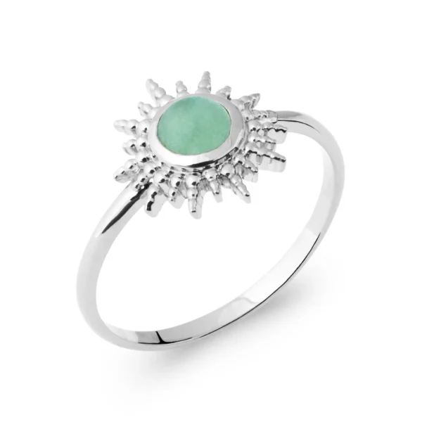 Bague soleil aventurine argent rhodie Bague soleil aventurine argent rhodié