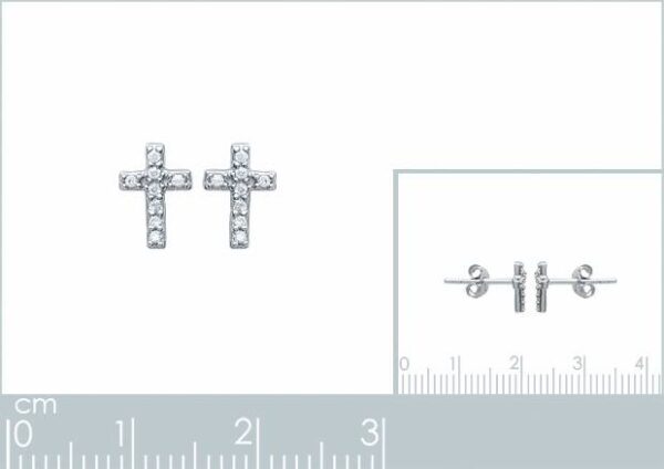 boucles d'oreilles croix microserties de zircons argent rhodié femme
