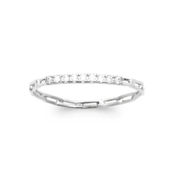 bague chaîne microsertie de fins zircons argent rhodié vue supérieure bague chaîne microsertie de fins zircons argent rhodié vue supérieure