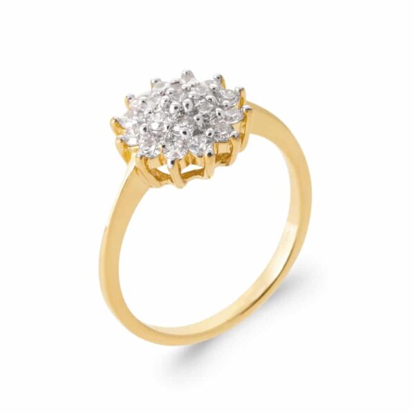 bague plaqué or halo diamant imitation