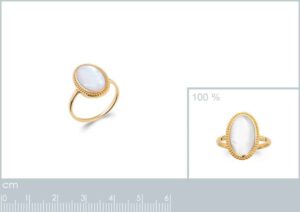 Bague nacre ovale plaqué or femme