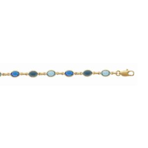 Bracelet cristaux tons bleus plaqué or