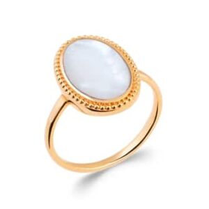 bague plaqué or 18 carats nacre