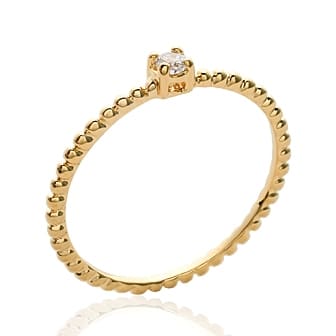bague plaqué or fine solitaire diamant synthétique