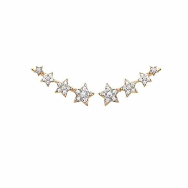 Boucles d'oreilles contour de lobe étoiles plaqué or