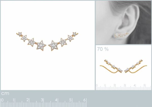 Boucles d'oreilles contour de lobe étoiles plaqué or femme