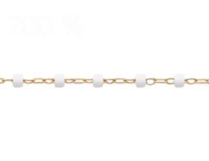 Bracelet perles miyuki blanches plaqué or