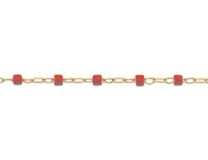 Bracelet perles miyuki rouges plaqué or