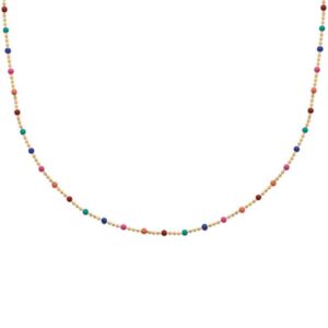 Collier perles de laque multicolores plaqué or