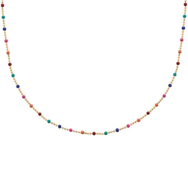 Collier perles de laque multicolores plaqué or