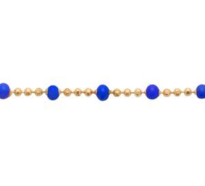 bracelet perles de laque bleues plaqué or