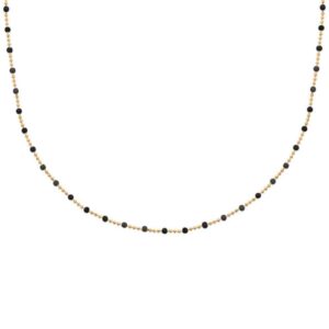 collier perles de laque noires plaqué or