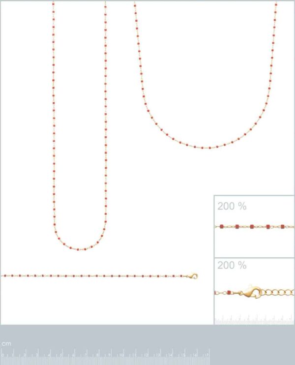 collier perles miyuki rouges plaqué or femme